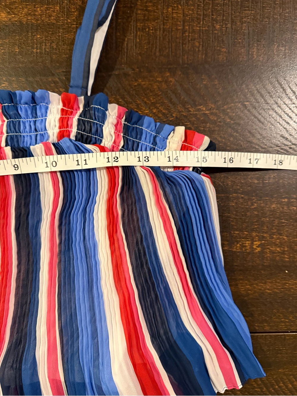 Lane Bryant Pleated Stripe Maxi Dress 14/16 Cold Shoulder Blue Red White - Picture 9 of 12